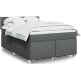 vidaXL Boxspringbett mit Matratze Dunkelgrau 140x190 cm Stoff