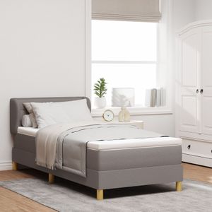 vidaXL Boxspringbett mit Matratze Taupe 90x200 cm Stoff