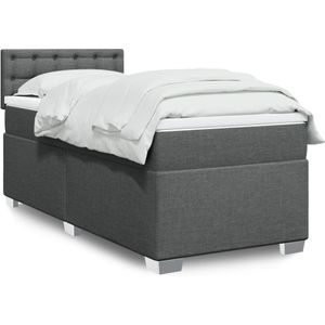 vidaXL Boxspringbett mit Matratze Dunkelgrau 90x200 cm Stoff