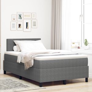 vidaXL Boxspringbett mit Matratze in Lichtgrau, kleines Doppelbett, Corduroystoff