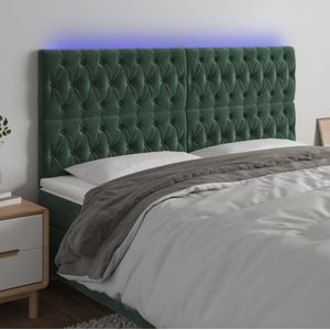 vidaXL LED Kopfteil Dunkelgrün 200x7x118/128 cm Samt