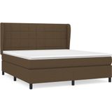 vidaXL Boxspringbett mit Matratze Dunkelbraun 180x200 cm Stoff