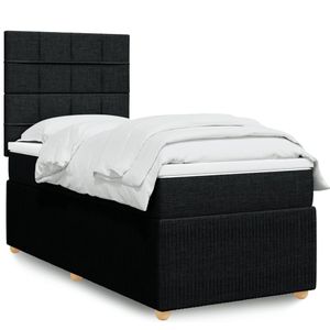 vidaXL Boxspringbett mit Matratze Schwarz 90x190 cm Stoff