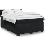 vidaXL Boxspringbett mit Matratze Schwarz 140x200 cm Samt