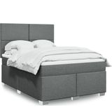 vidaXL Boxspringbett mit Matratze Dunkelgrau 160x200 cm Stoff