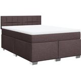 vidaXL Boxspringbett mit Matratze Dunkelbraun 160x200 cm Stoff