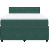 vidaXL Boxspringbett mit Matratze Dunkelgrün 160x200 cm Samt
