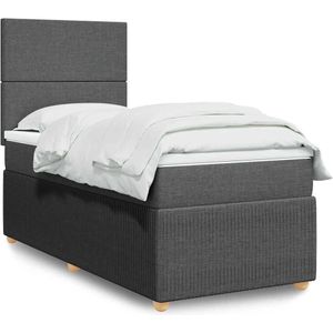 vidaXL Boxspringbett mit Matratze Dunkelgrau 80x200 cm Stoff
