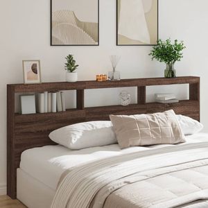 vidaXL LED-Kopfteil mit Ablage Braun Eichen-Optik 220x17x102 cm