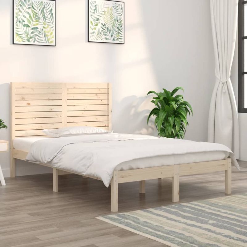 vidaXL Massivholzbett 135x190 cm