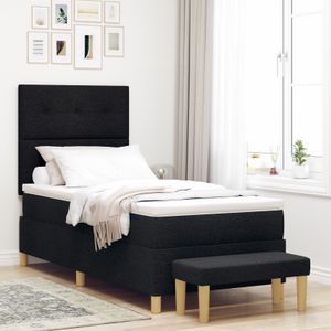 vidaXL Boxspringbett mit Matratze & Bank Schwarz 100x200 cm Stoff