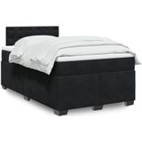 vidaXL Boxspringbett mit Matratze Schwarz 120x200 cm Samt