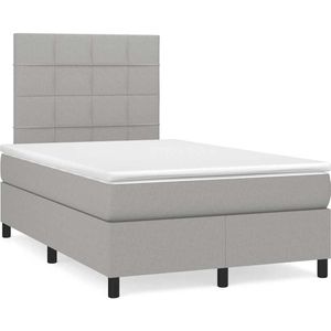 vidaXL Boxspringbett mit Matratze & LED Hellgrau 120x190 cm Stoff