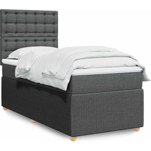 vidaXL Boxspringbett mit Matratze Dunkelgrau 90x200 cm Stoff