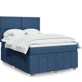vidaXL Boxspringbett mit Matratze Blau 140x200 cm Stoff