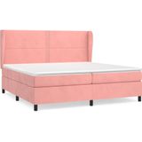 vidaXL Boxspringbett mit Matratze Rosa 200x200 cm Samt