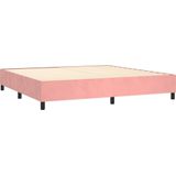 vidaXL Boxspringbett mit Matratze Rosa 200x200 cm Samt