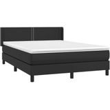 vidaXL Boxspringbett mit Matratze Schwarz 140x200 cm Kunstleder