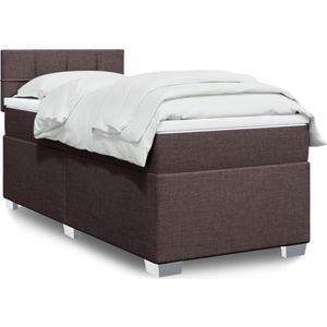 vidaXL Boxspringbett mit Matratze Dunkelbraun 80x200 cm Stoff