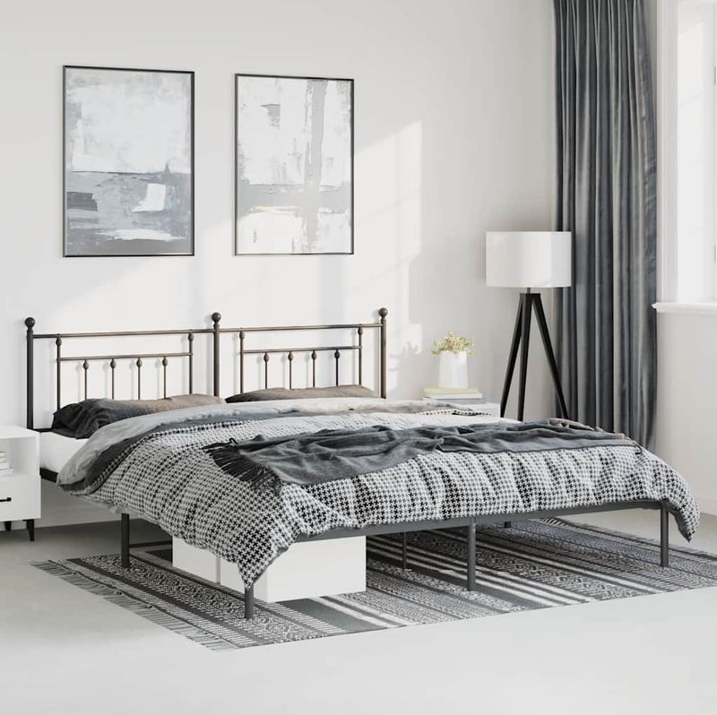 vidaXL Bettgestell mit Kopfteil Metall Schwarz 183x213 cm
