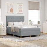 vidaXL Boxspringbett mit Matratze Hellgrau 140x200 cm Stoff