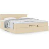 vidaXL Ottoman-Bett mit Matratze Creme 200x200 cm Stoff