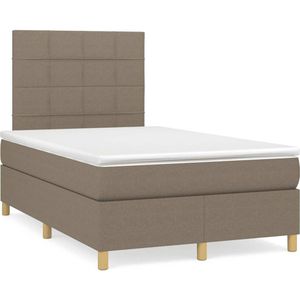 vidaXL Boxspringbett mit Matratze & LED Taupe 120x190 cm Stoff