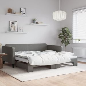 vidaXL Tagesbett Ausziehbar Dunkelgrau 90x190 cm Stoff