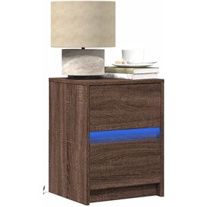 vidaXL Nachttisch mit LED-Leuchten Braun Eichen-Optik Holzwerkstoff
