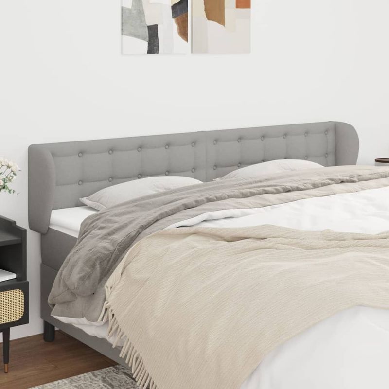 vidaXL Kopfteil mit Ohren Hellgrau 163x23x78/88 cm Stoff