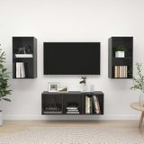 vidaXL 3-tlg. TV-Schrank-Set Hochglanz-Grau Holzwerkstoff