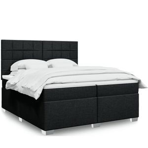 vidaXL Boxspringbett mit Matratze Schwarz 200x200 cm Stoff