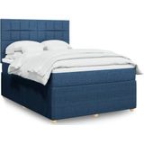 vidaXL Boxspringbett mit Matratze Blau 160x200 cm Stoff