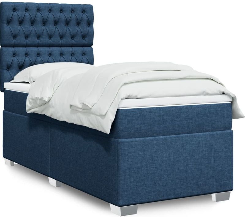 vidaXL Boxspringbett mit Matratze Blau 80x200 cm Stoff