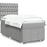 vidaXL Boxspringbett mit Matratze Hellgrau 90x200 cm Stoff