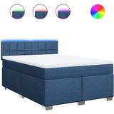 vidaXL Boxspringbett mit Matratze Blau 140x200 cm Stoff