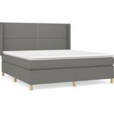 vidaXL Boxspringbett mit Matratze Dunkelgrau 160x200 cm Stoff