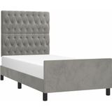 vidaXL Bettgestell ohne Matratze Hellgrau 90x200 cm Samt