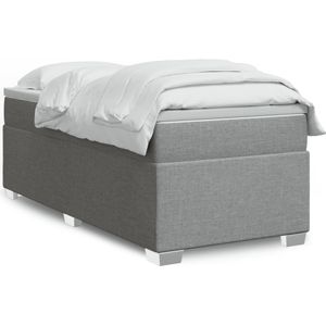 vidaXL Boxspringbett mit Matratze Hellgrau 100x200 cm Stoff