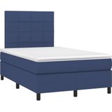 vidaXL Boxspringbett mit Matratze & LED Blau 120x200 cm Stoff