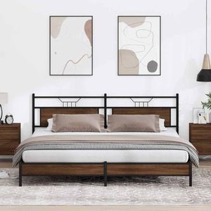 vidaXL Metallbett ohne Matratze Braun Eichen-Optik 200x200 cm