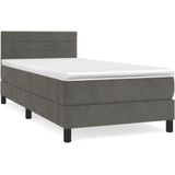 vidaXL Boxspringbett mit Matratze Dunkelgrau 80x200 cm Samt