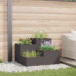 vidaXL Gartenpflanzgefäß 80x80x60 cm Schwarz Stahl