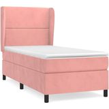 vidaXL Boxspringbett mit Matratze Rosa 90x200 cm Samt