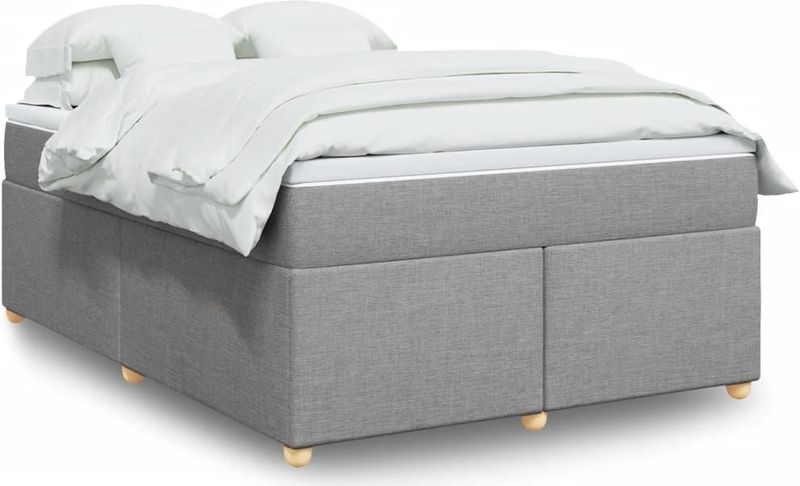 vidaXL Boxspringbett mit Matratze Hellgrau 140x200 cm Stoff