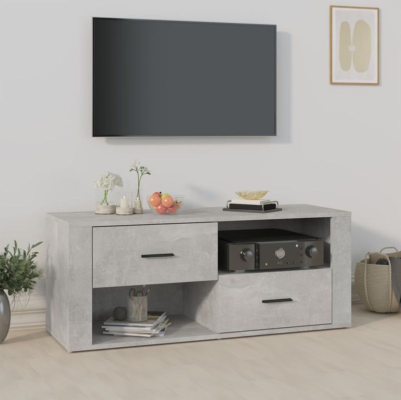 vidaXL TV-Schrank Betongrau 100x35x40 cm Holzwerkstoff