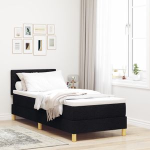 vidaXL Boxspringbett mit Matratze Schwarz 80x200 cm Stoff