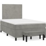 vidaXL Boxspringbett mit Matratze Hellgrau 120x200 cm Samt