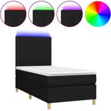 vidaXL Boxspringbett mit Matratze & LED Schwarz 80x200 cm Stoff