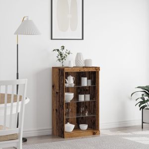 vidaXL Sideboard mit LED-Leuchten Altholz 60,5x37x100 cm